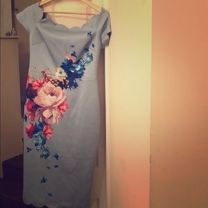 Off-the-shoulder, scalloped Ted Baker Dress, sz 3